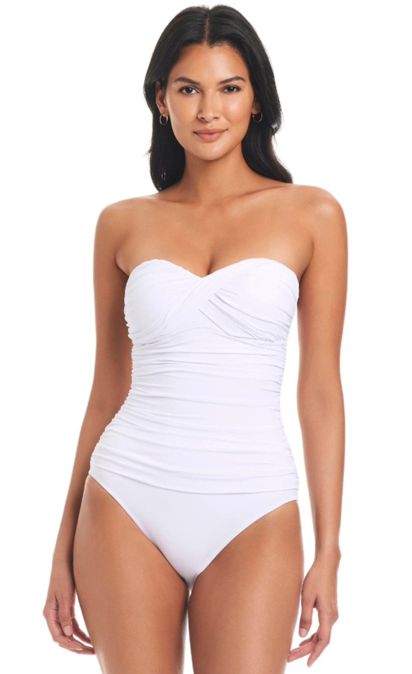 Bleu Rod Beattie Kore Twist Bandeau White Premium One Piece Swimsuit Sz 8 Beach